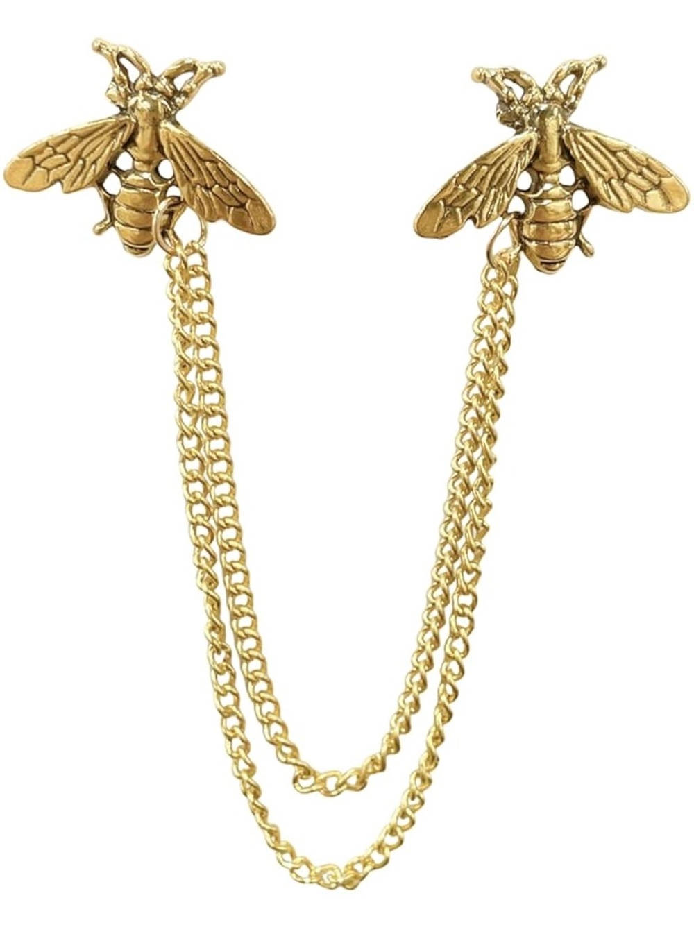 Vintage Gold Honey Bee Double-Chain Fashion Brooch